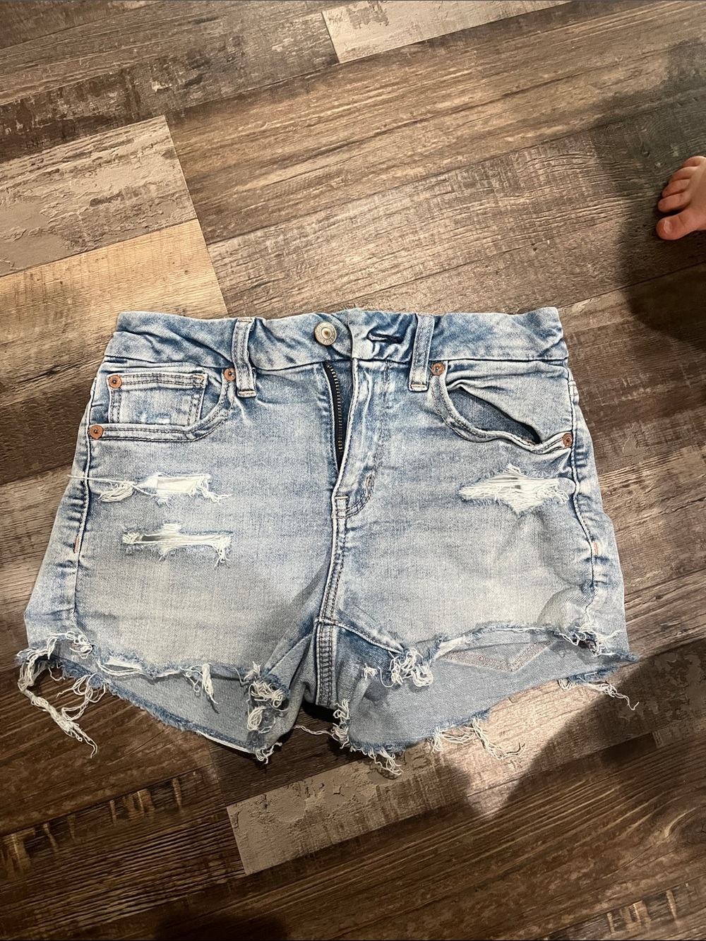 American Eagle Outfitters Light Wash Distressed Denim Shorts